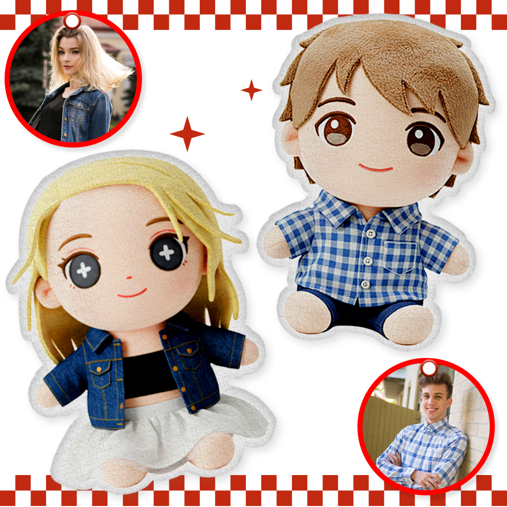 Custom Photo Plush Doll Pillow Personalized Cartoon Mini Me Plush Pillow Gift for Him - MyFaceBoxer