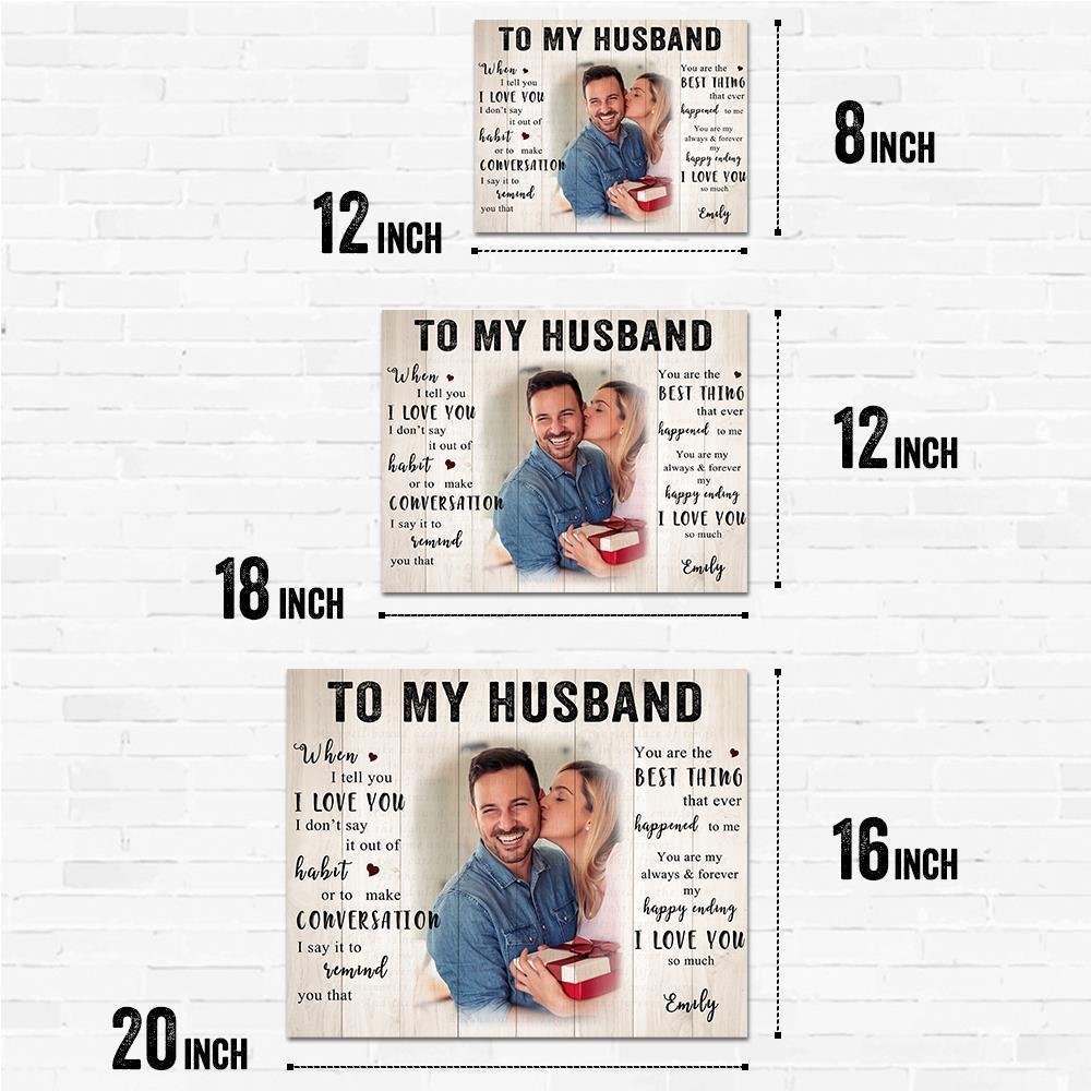 Custom Photo Wall Decor Painting Canvas With Text - To My Husband - MyFaceBoxerUK