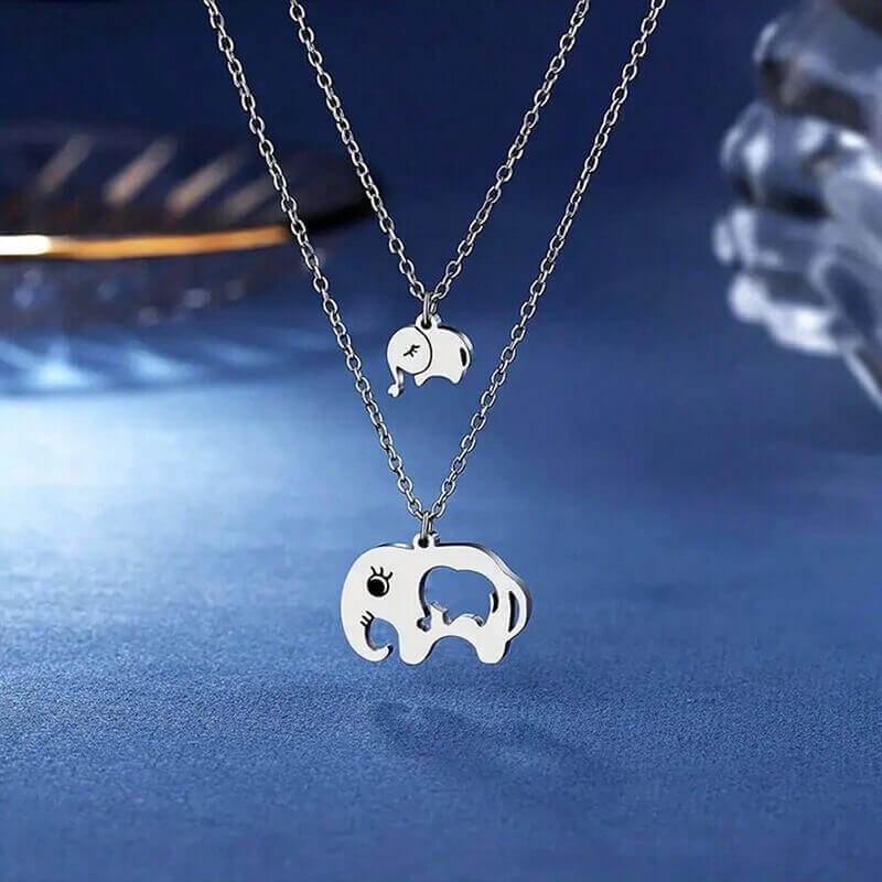 Adorable Mother-Daughter Elephant Necklace Set