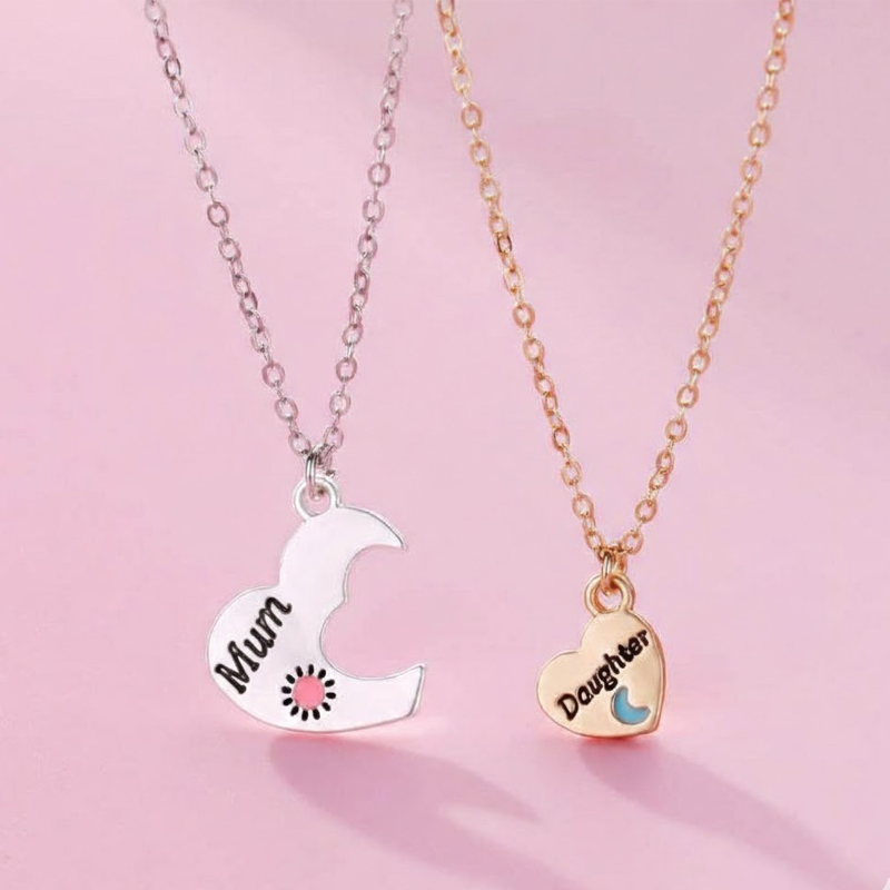 Mother and Daughter Necklace Set Sun & Moon