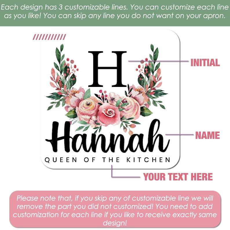Personalized Floral Apron for Women Custom Aprons Chef Gifts Grilling Apron Baking Gift, Mom, Daughter - MyFaceBoxerUK