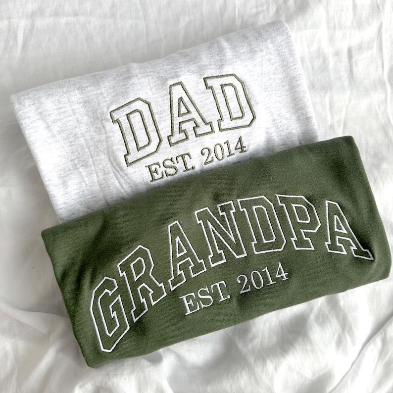 Custom Embroidered Dad T-Shirt with EST. Date | Father's Day Gift | Pregnancy Announcement | Personalized Dad, Grandpa T-Shirt	 - MyFaceBoxerUK