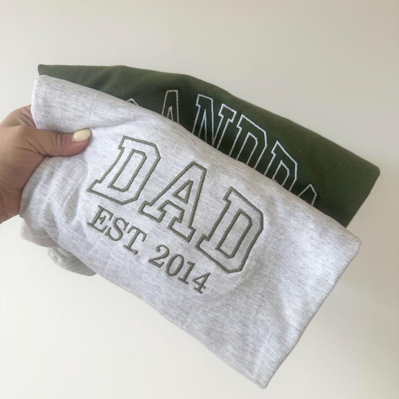 Custom Embroidered Dad T-Shirt with EST. Date | Father's Day Gift | Pregnancy Announcement | Personalized Dad, Grandpa T-Shirt	 - MyFaceBoxerUK