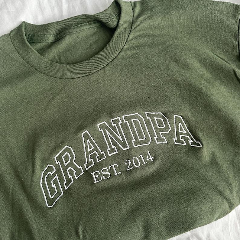 Custom Embroidered Dad T-Shirt with EST. Date | Father's Day Gift | Pregnancy Announcement | Personalized Dad, Grandpa T-Shirt	 - MyFaceBoxerUK