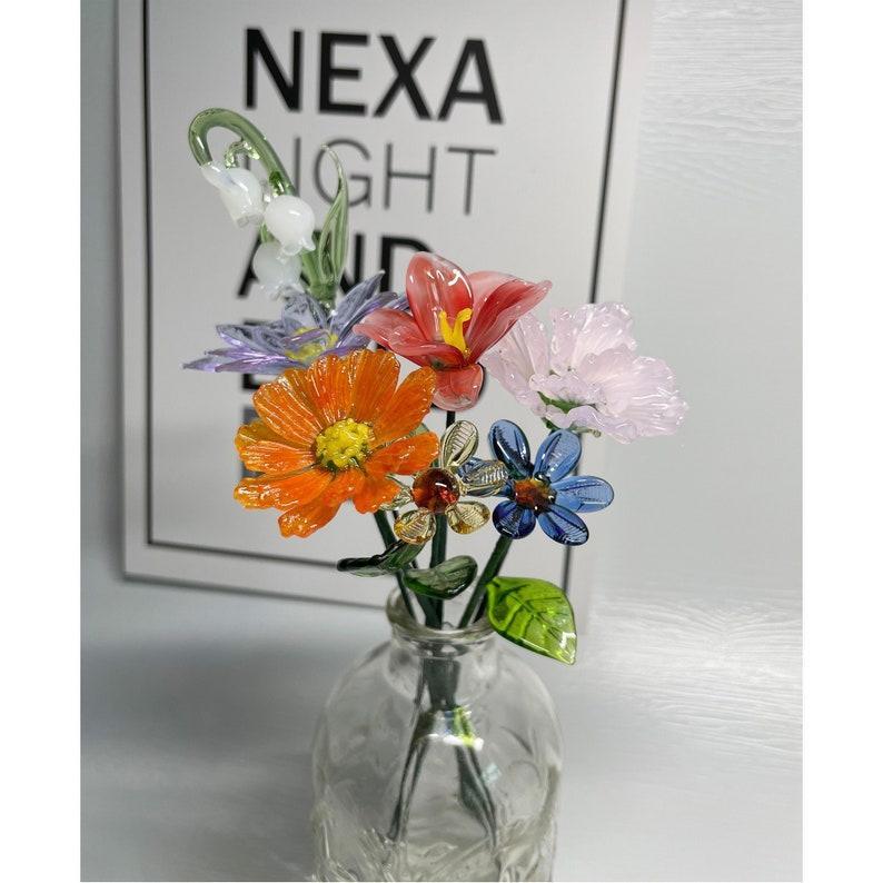 Glass Birth Month Flower, Birth Flower Gift Birthday flower Floral Handmade Glass Flowers, Women Birthday Commemorative Gifts - MyFaceBoxerUK