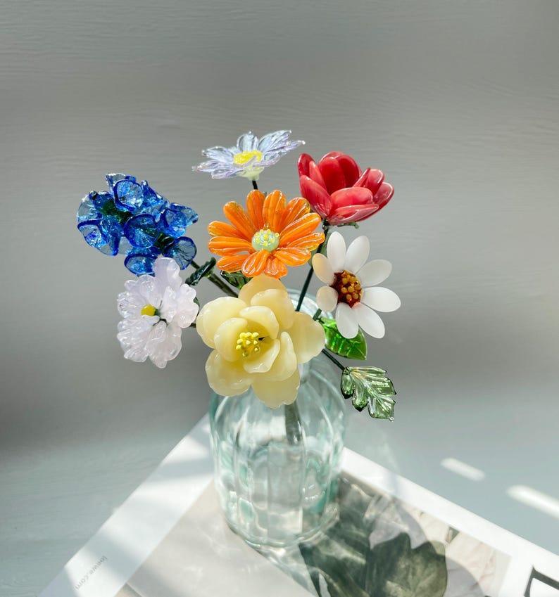 Glass Birth Month Flower, Birth Flower Gift Birthday flower Floral Handmade Glass Flowers, Women Birthday Commemorative Gifts - MyFaceBoxerUK