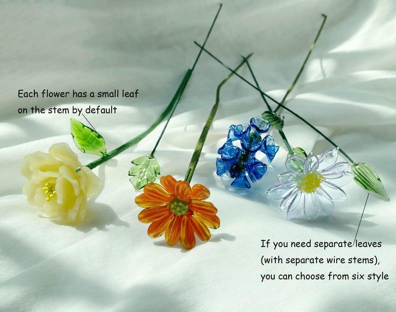 Glass Birth Month Flower, Birth Flower Gift Birthday flower Floral Handmade Glass Flowers, Women Birthday Commemorative Gifts - MyFaceBoxerUK