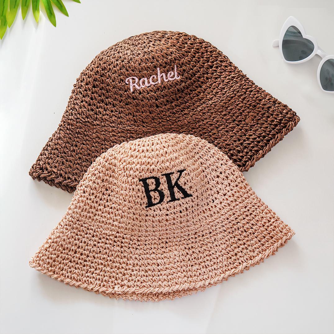 Personalized Straw Sun Hat, Bride hat,Wedding Cap,Embroidered Beach Hat,Summer Bucket Hat,Bach Party Gift, Bridesmaid Gift,Travel Hats - MyfaceboxerUK
