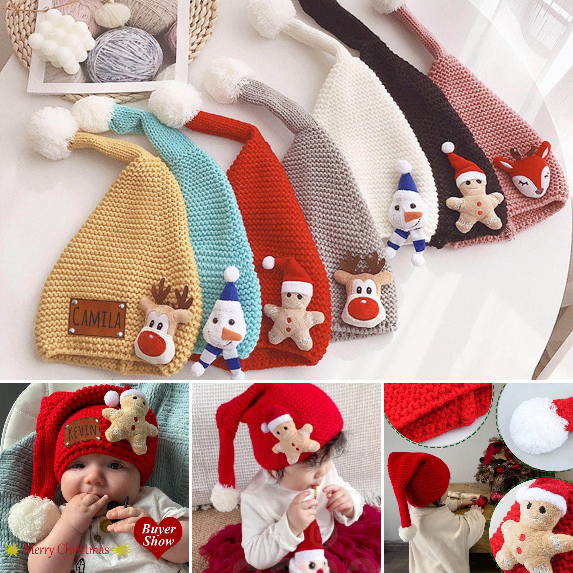 Personalised Name Knitted Winter Christmas Hat ForKids