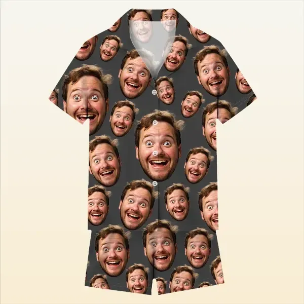 Custom Funny Face Short Sleeve Pajamas Custom Photo Pajamas - MyfaceboxerUK