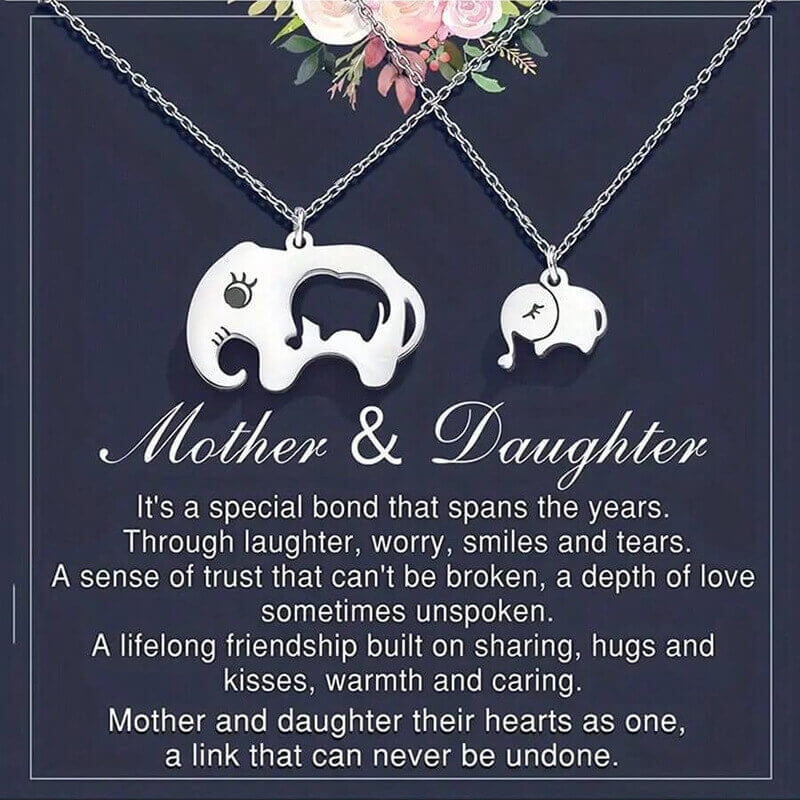 Adorable Mother-Daughter Elephant Necklace Set