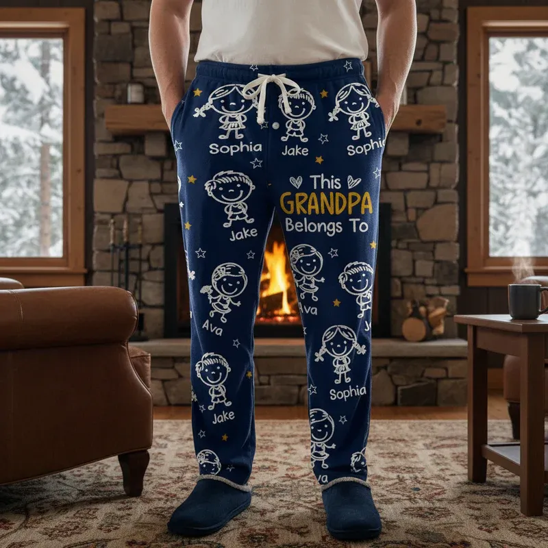 Personalized Pajama Pants - "This Grandma/Grandpa Belongs To" Kids Doodle Design