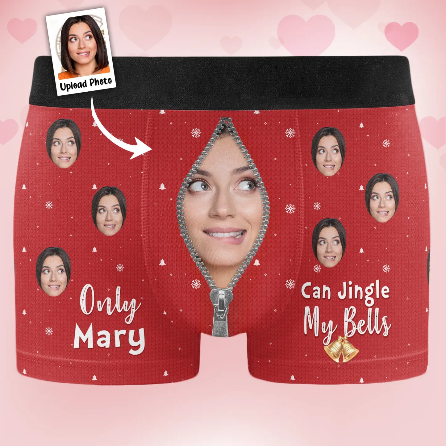 Only Wife Can Jingle My Bells - Personalized Photo Men's Boxer Briefs - Christmas Gift For Husband - MyfaceboxerUK