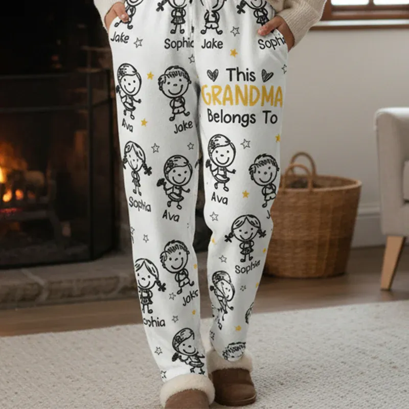 Personalized Pajama Pants - "This Grandma/Grandpa Belongs To" Kids Doodle Design