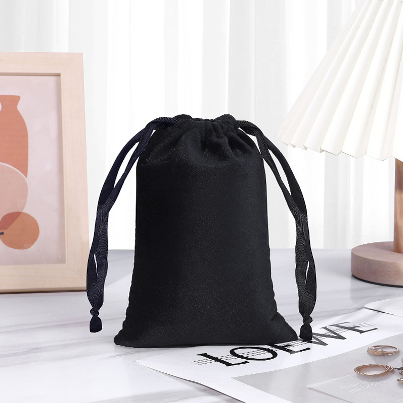 12*15cm Velvet Black Drawstring Bag