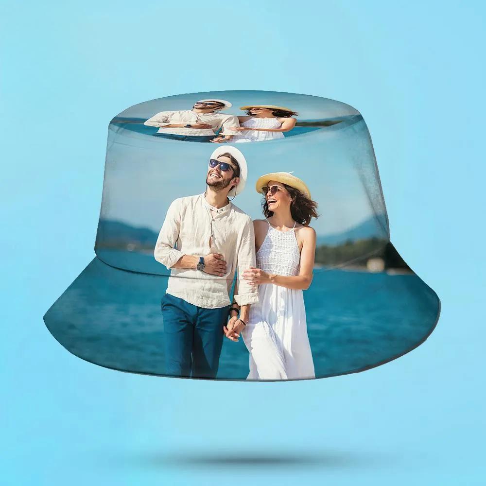 Custom Bucket Hat Unisex Photo Bucket Hat Personalize Wide Brim Outdoor Summer Cap Hiking Beach Sports Hats Gift for Lover	 - MyFaceBoxerUK