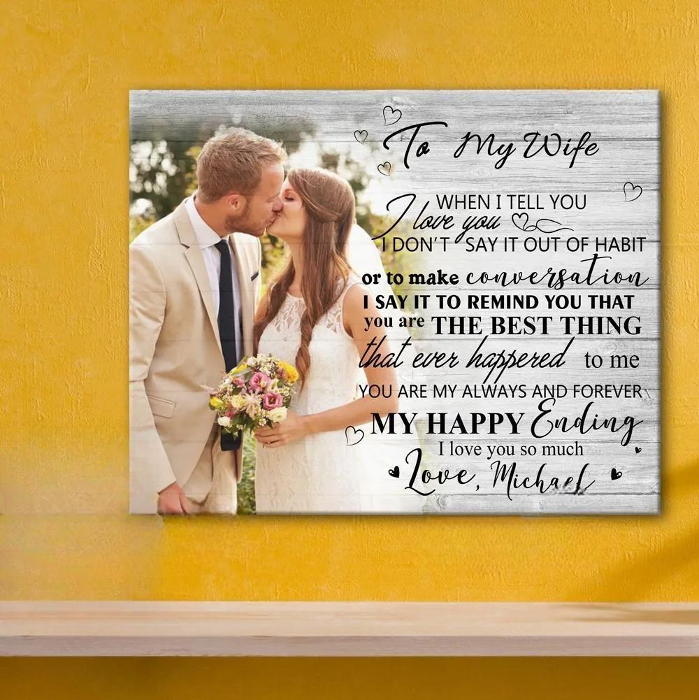 Custom Photo Wall Decor Painting Canvas With Text Horizontal Version - To Lover - MyFaceBoxerUK