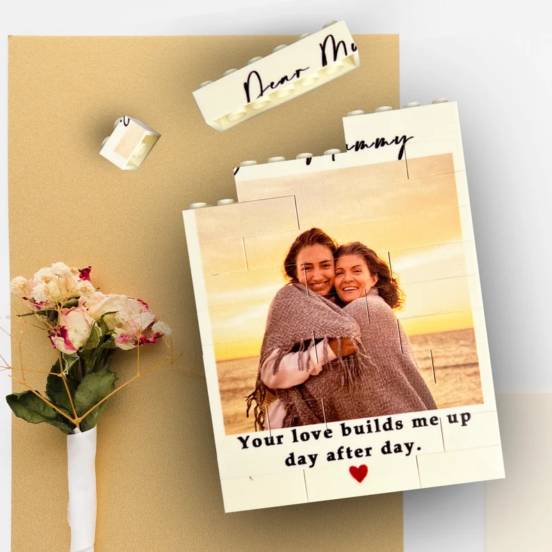 Custom Mum Photo Brick, Personalized Photo Building Block Puzzle,Mother's Day Gift,Brick Photo block,Gift for Mum,Freestanding Photo Block