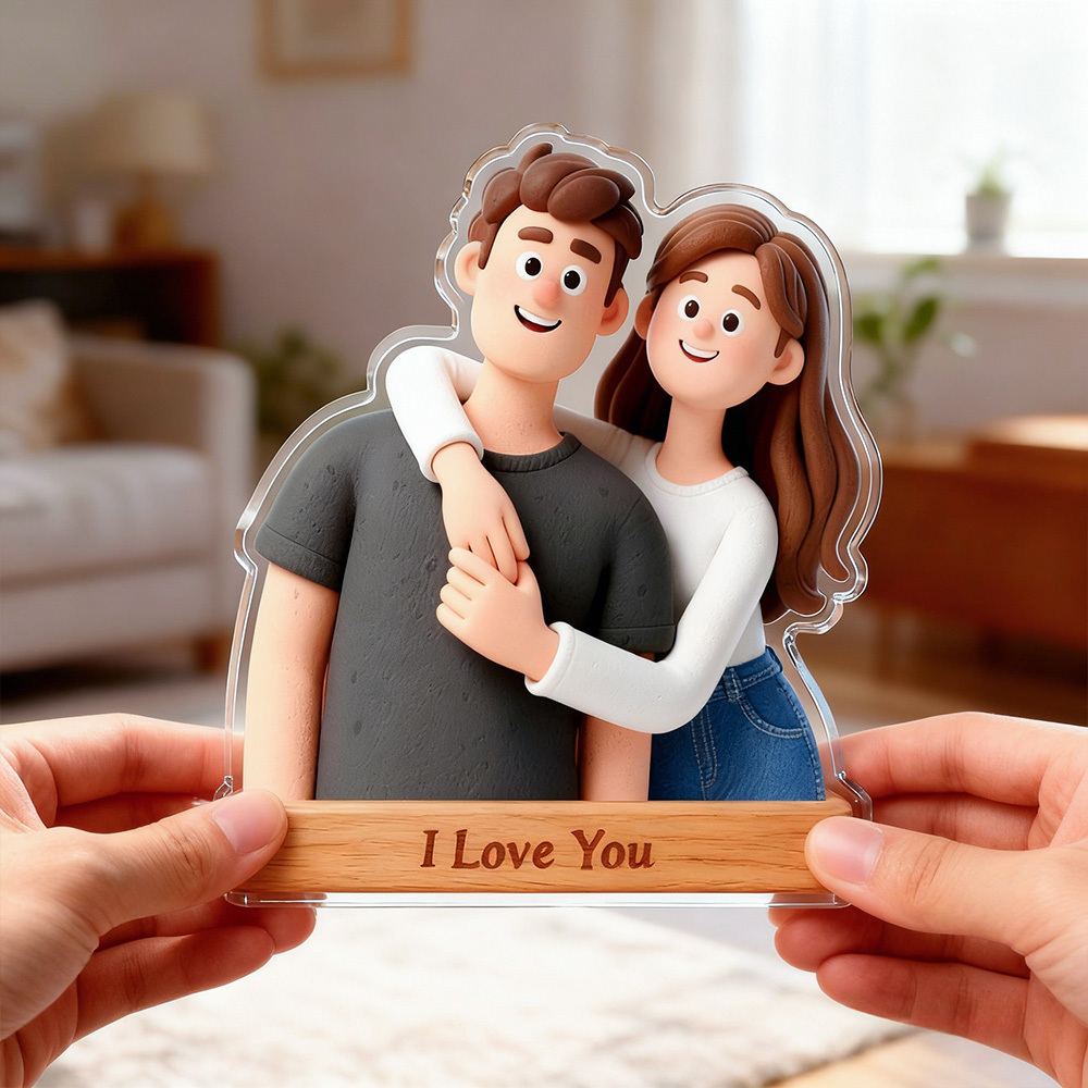 Custom Ultra-light Clay Style Couple Portrait Acrylic Plaque