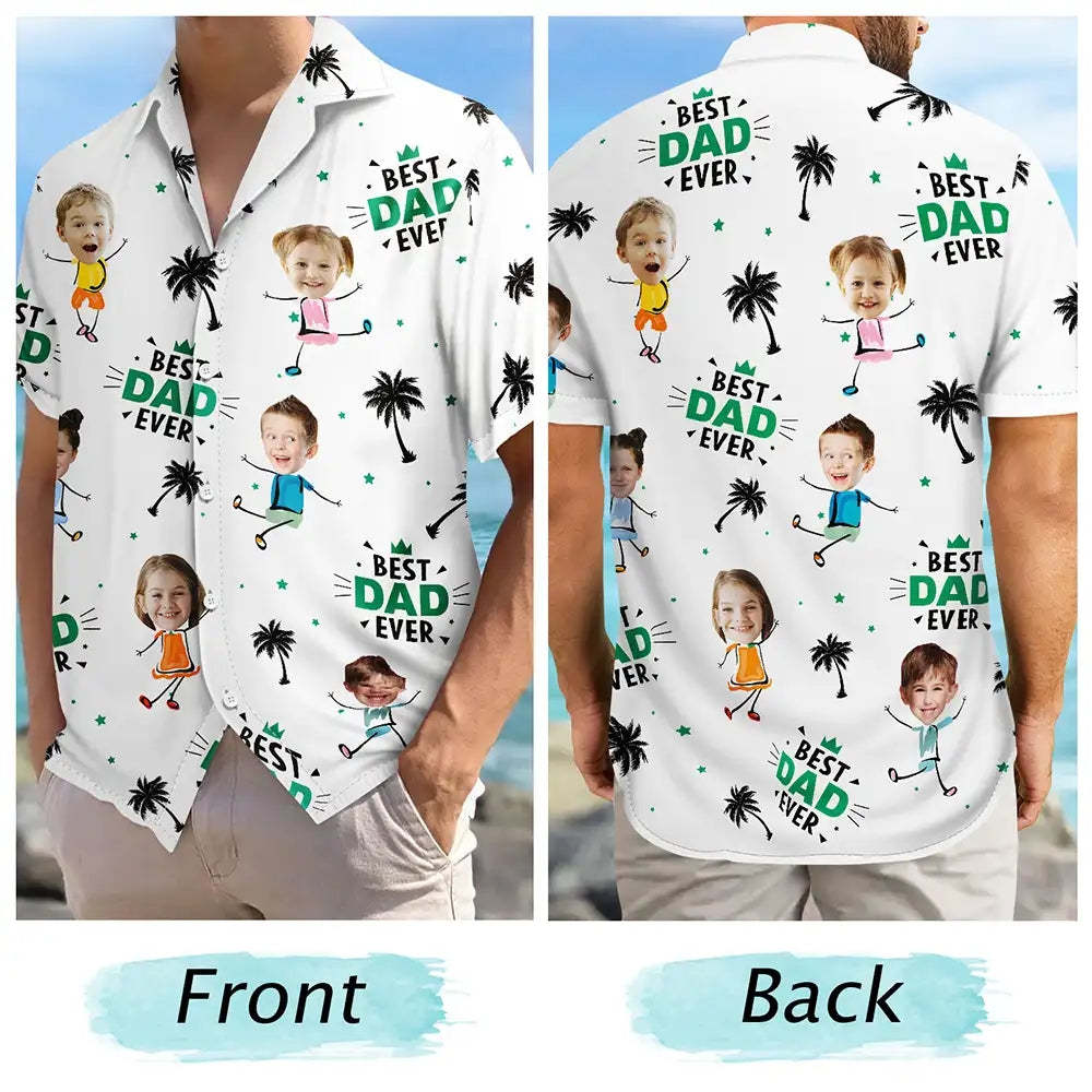 Custom Photo Best Dad Ever Coconut Palm - Personalized Hawaiian Shirt - MyFaceBoxerUK