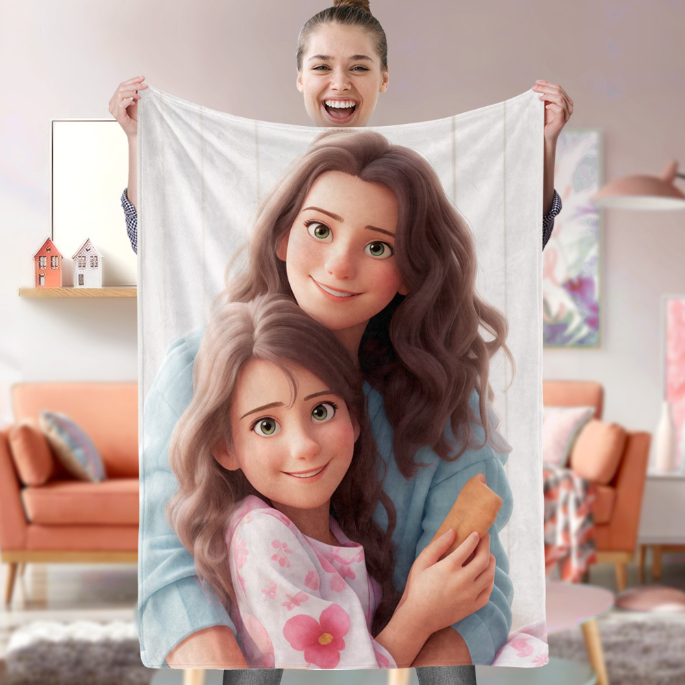 Custom Cartoon Blanket from Your Photo Gifts for Her - MyFaceBoxerUK