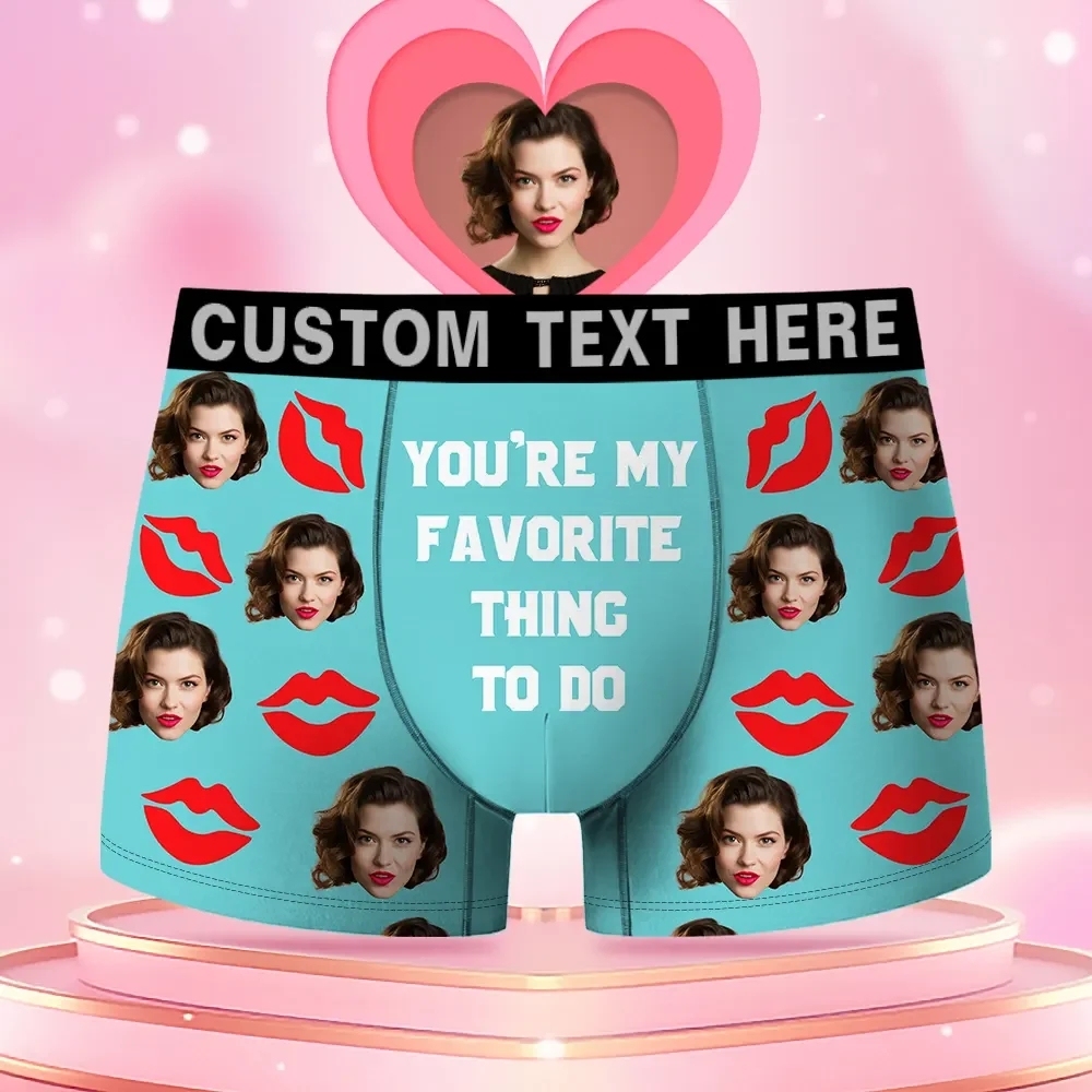 Custom Face Men's Boxer You're My Favorite Things To Do Style Underwear, Birthday Gifts for Husband, Waistband Text Boxer Gift - MyfaceboxerUK
