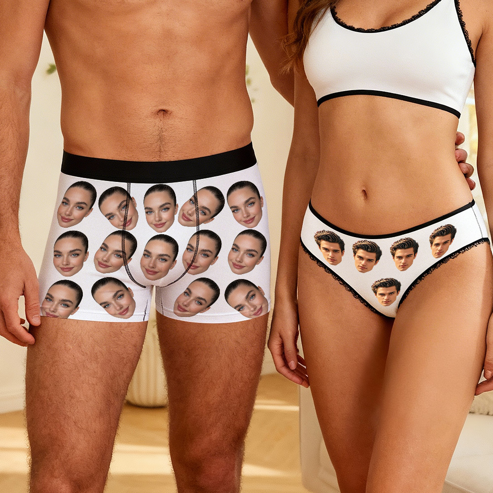 Custom Big Face Men's Boxer Shorts Personalized Red Boxer Briefs Gift for Him