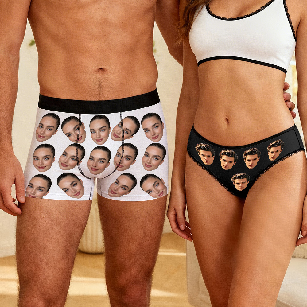 Custom Big Face Men's Boxer Shorts Personalized Red Boxer Briefs Gift for Him