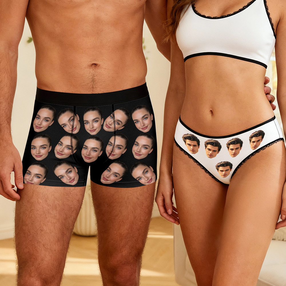 Custom Big Face Men's Boxer Shorts Personalized Red Boxer Briefs Gift for Him