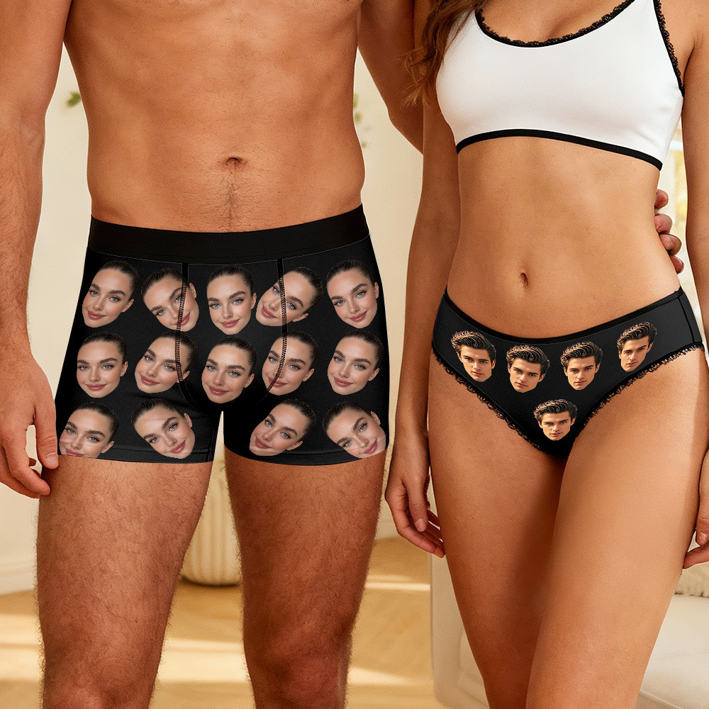 Custom Big Face Men's Boxer Shorts Personalized Red Boxer Briefs Gift for Him