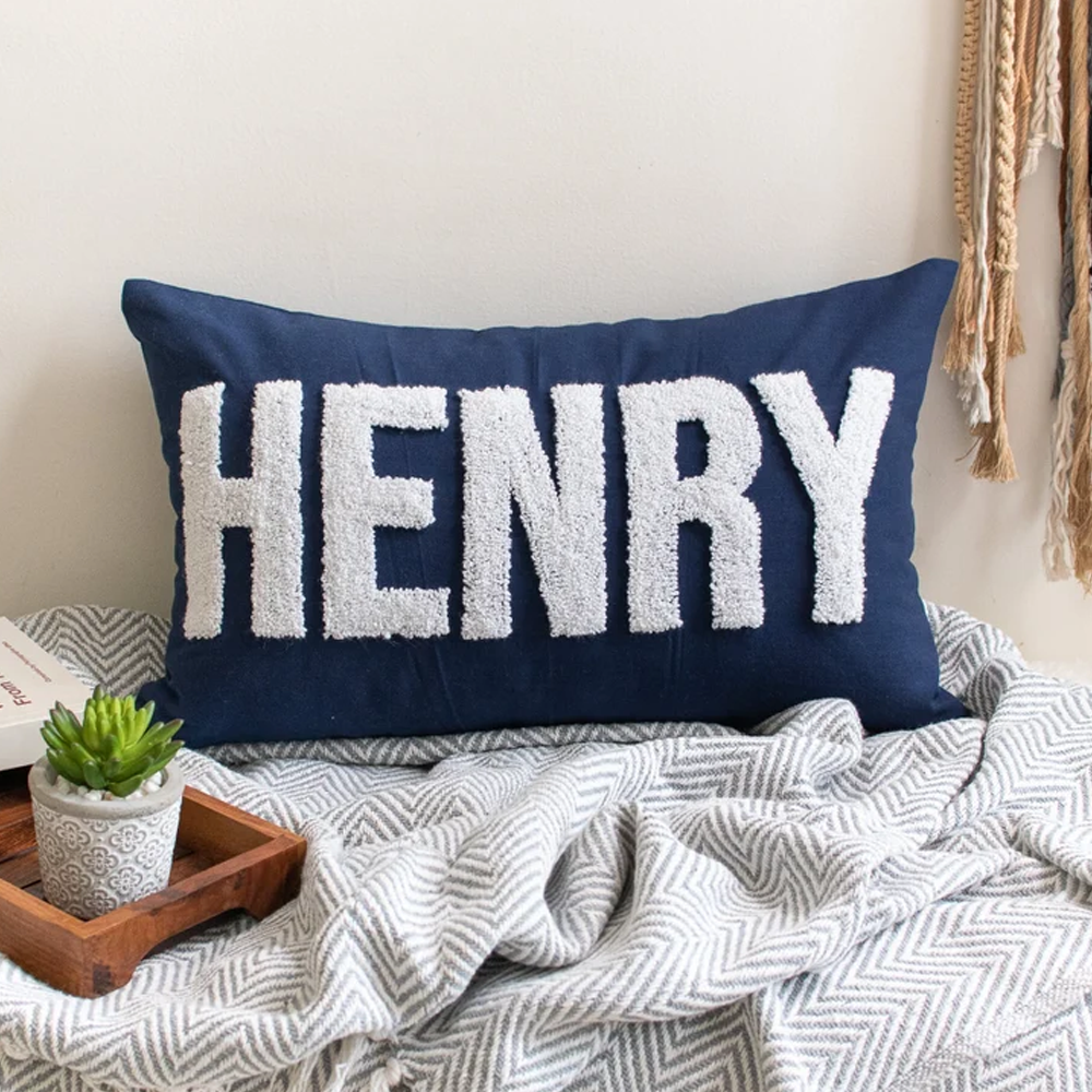 Personalized Baby Girl Room Name Pillow Cover, Baby Girl Nursery Pillow Case, Punch Needle, Girl Kid Gift, Dorm Gift, Graduation Gift