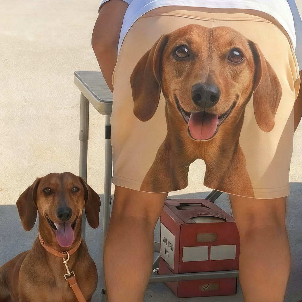 Custom Dog Face Funny Beach Trunks Men's Boxer Briefs