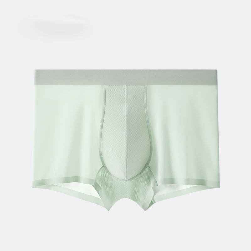 Mens Summer Ice Silk Boxers Briefs Underwear Lingerie Underpants Shorts Ultra-thin Breathable Sexy Seamless Panties