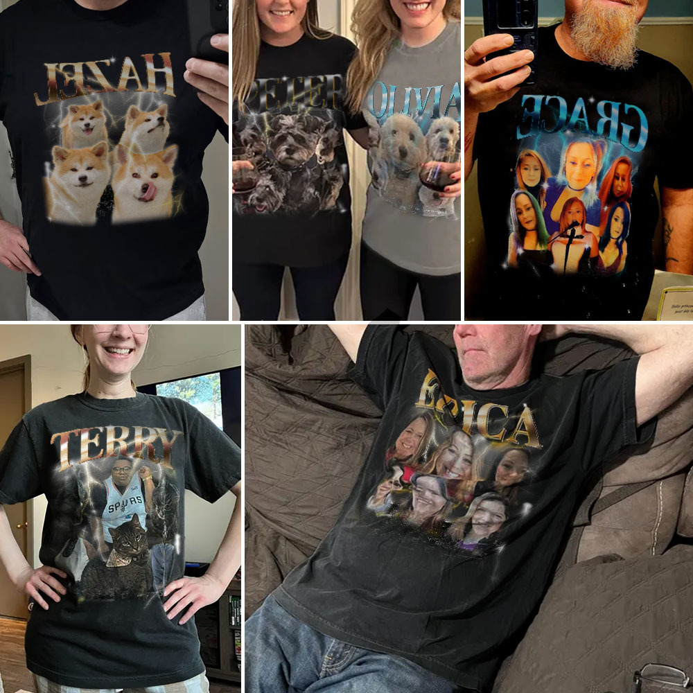 Custom Shirt Personalized Photo Vintage Tee Personalized T-shirt Custom Name T-shirt Gift for Her - MyFaceBoxer