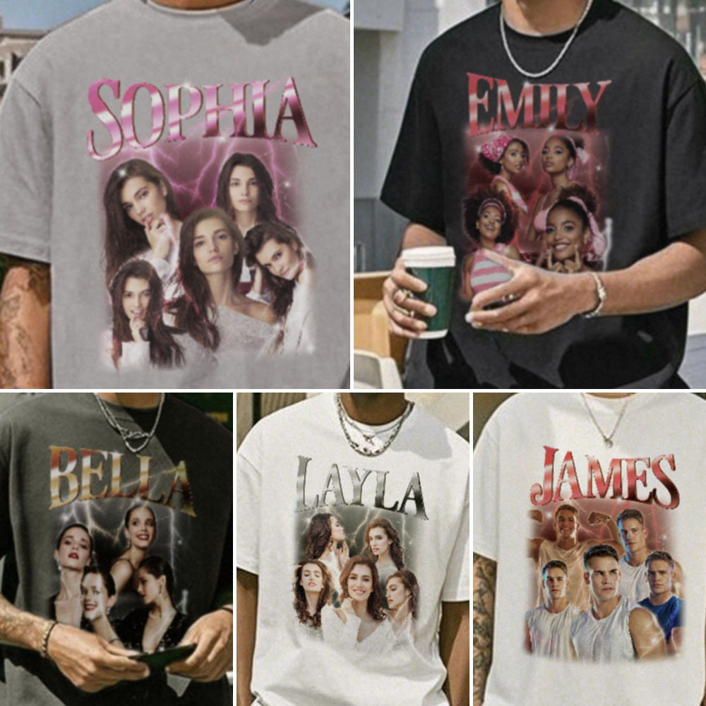 Custom Shirt Personalized Photo Vintage Tee Personalized T-shirt Custom Name T-shirts Gift for Him - MyFaceBoxer