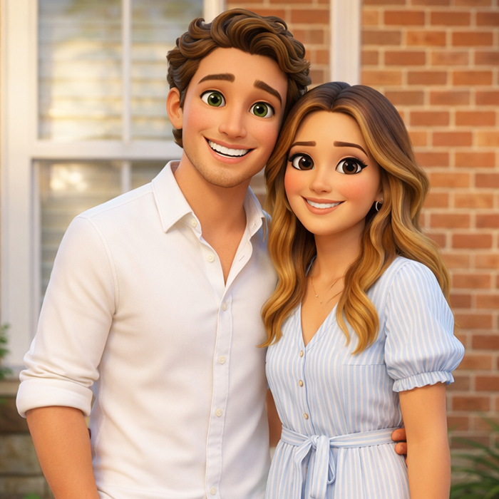 Personalized Wooden Cartoon Style Photo Keychain Customized Date Gift for Couple