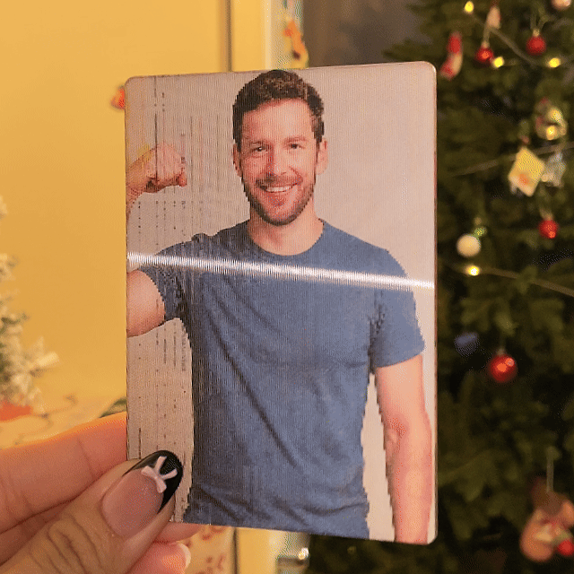 Custom Retro Comic Photo Lenticular Card – Unique Superhero Christmas Gift for Dad