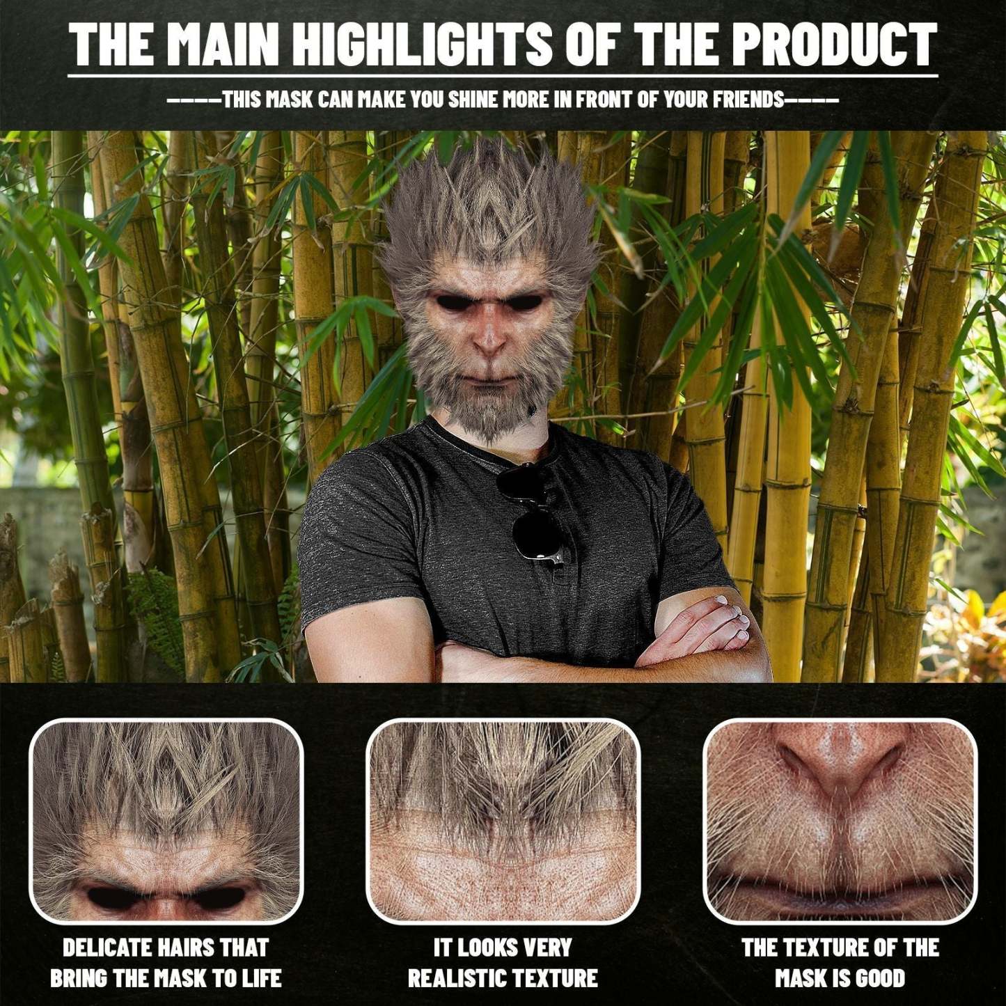 Black Myth Wukong Mask Monkey King Mask Funny Monkey Mask Halloween Mask Scary Gift for Halloween Party Gifts - MyFaceBoxer