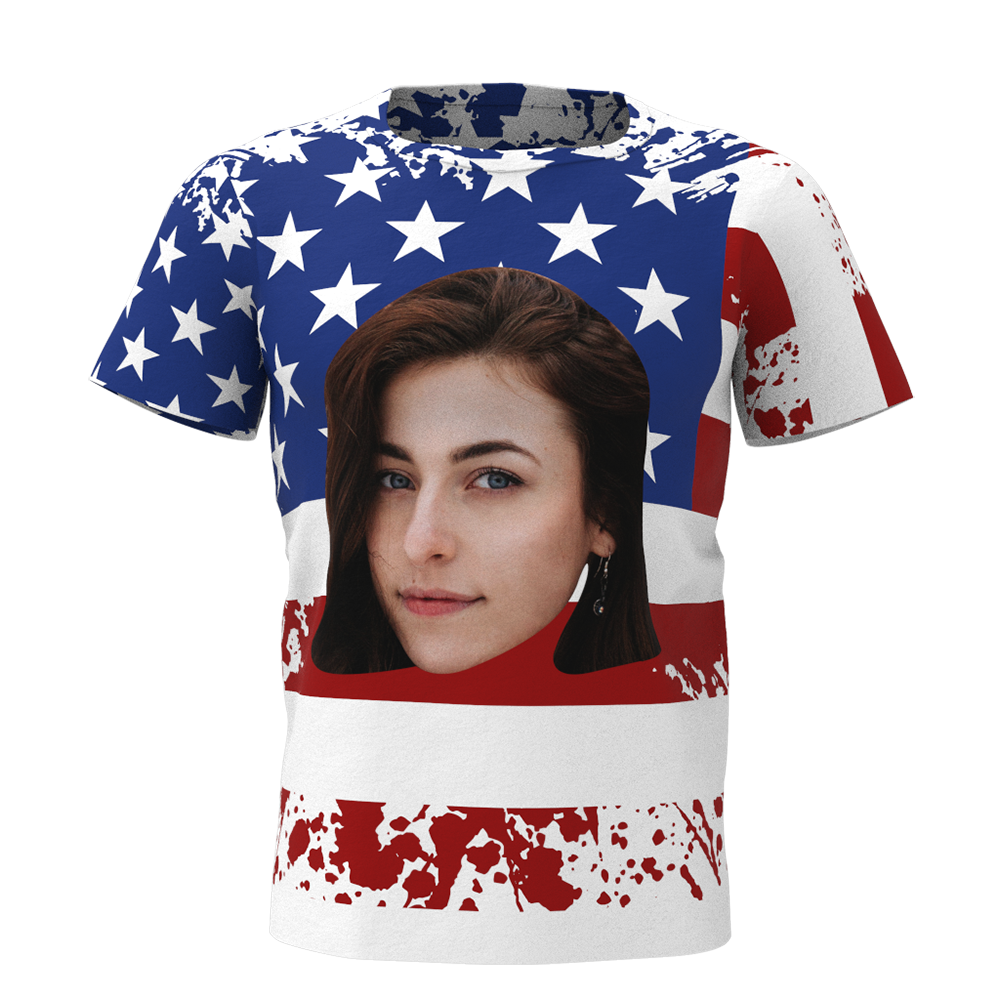 Custom Shirt Personalized Face American Flag T-shirt - MyFaceBoxer