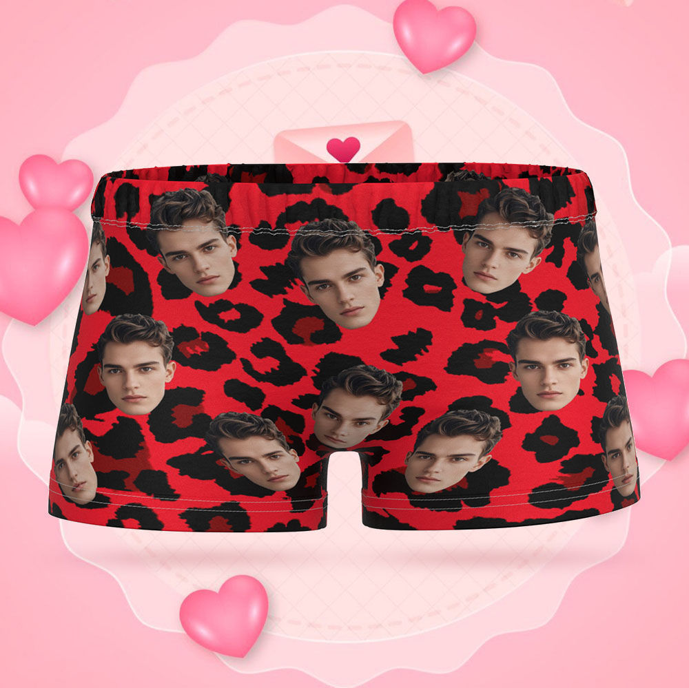 Custom Face Women's Boy Short Personalized Boyfriend Face Sexy Leopard Underwear Gifts For Her