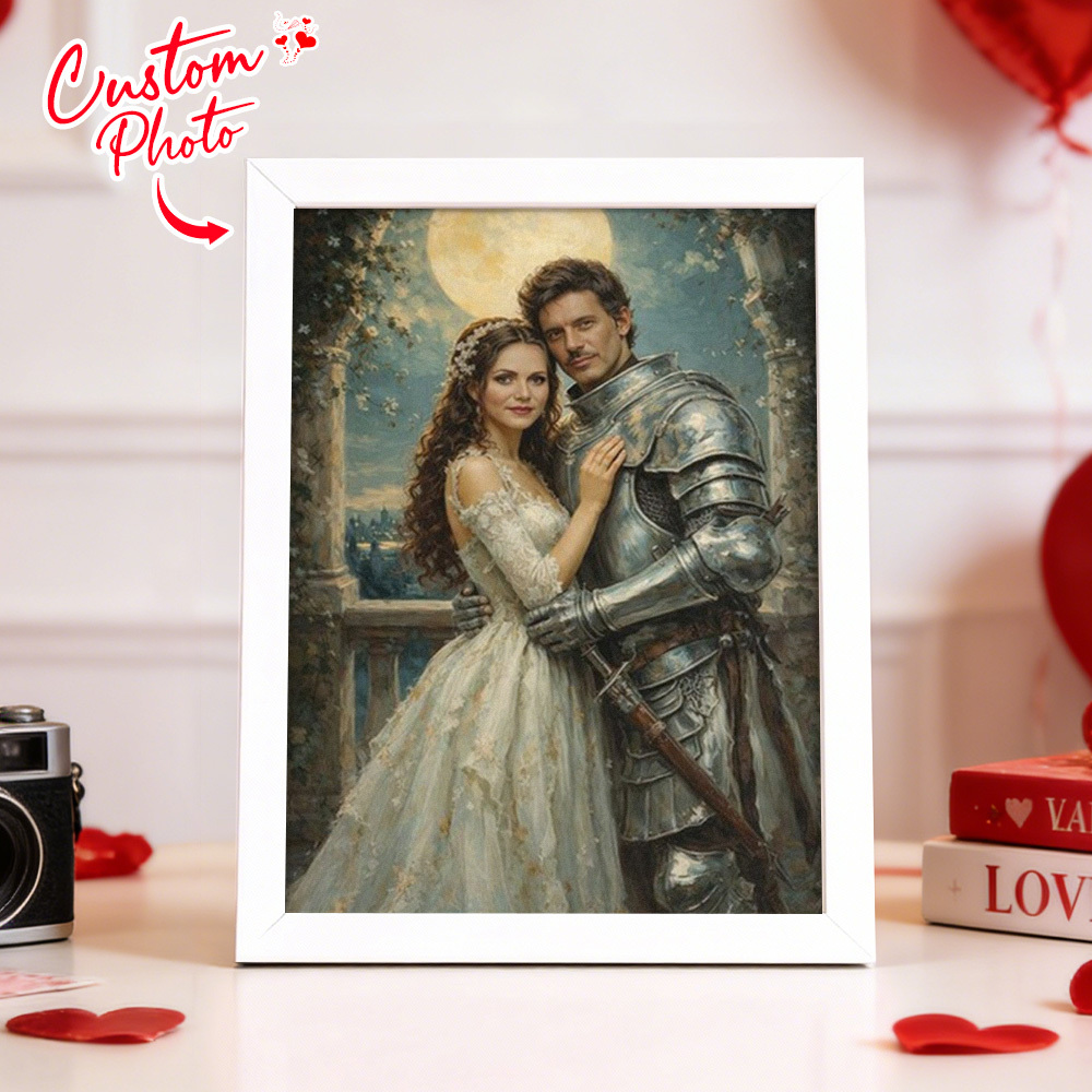 Custom Romantic Couple Portrait Frame from Photo Personalized Royal Couple Gift for Valentine's Day