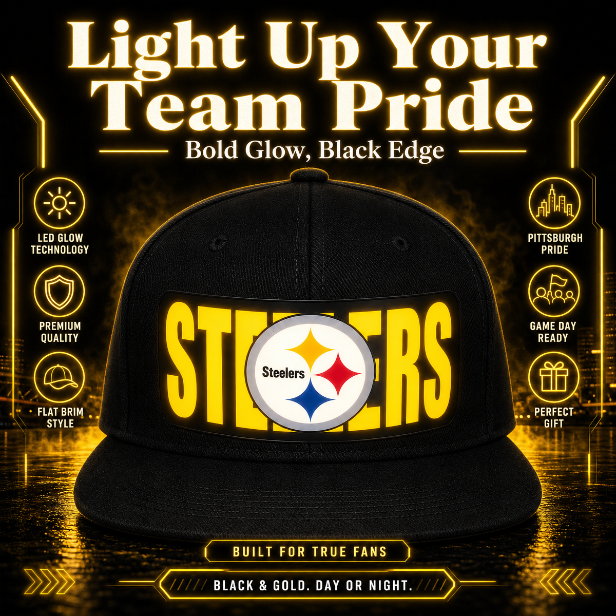 Football Fan LED Light-Up Snapback Cap