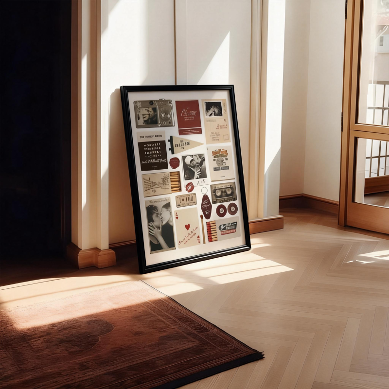 Custom Photo Matchbox Wooden Frame with Your Text Matchbook Poster Print Wall Art Anniversary Gift - MyFaceBoxer