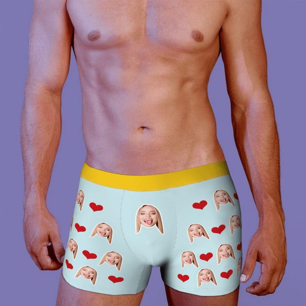 Custom Men Face Boxer Heart And Face On Boxer Shorts - MyFaceBoxer