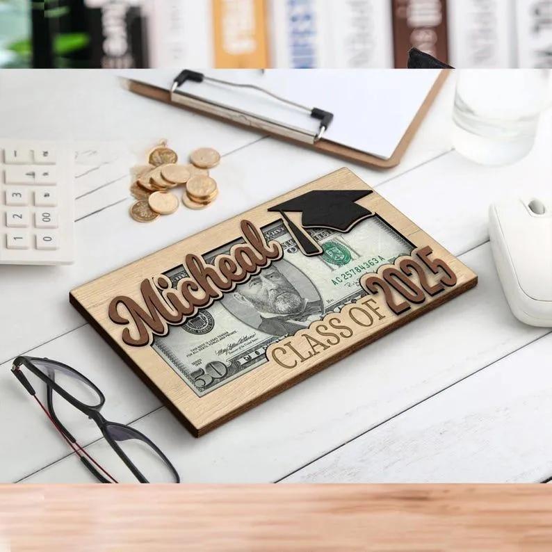 Personalized Graduation 2025 Money Holder Gift, Custom Gift for Grad Student, Gift for High School Senior, Custom Grad Name Cash Holder
