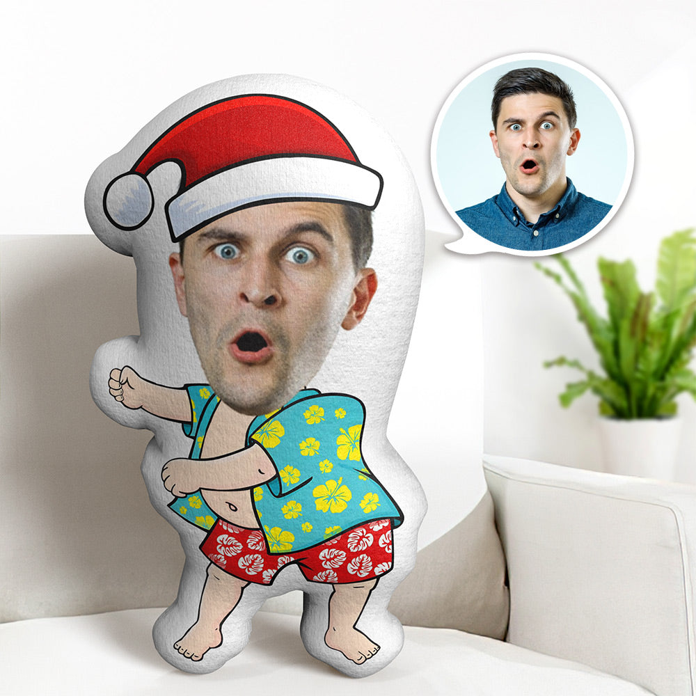 Custom Body Pillow Hawaiian Christmas Hat Personalized Face Throw Pillow Best Gift For Christmas - MyFaceBoxer