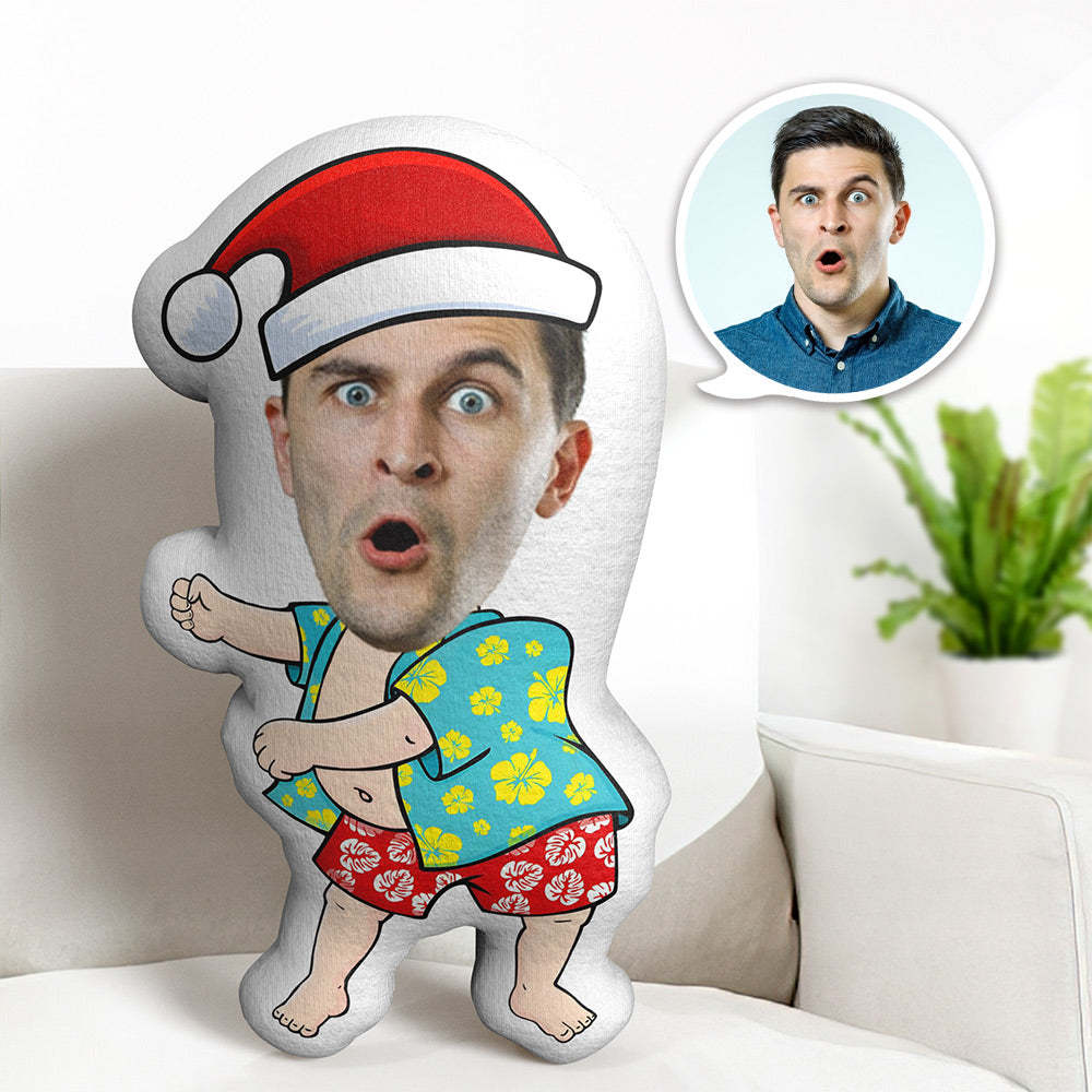 Custom Body Pillow Hawaiian Christmas Hat Personalized Face Throw Pillow Best Gift For Christmas - MyFaceBoxer