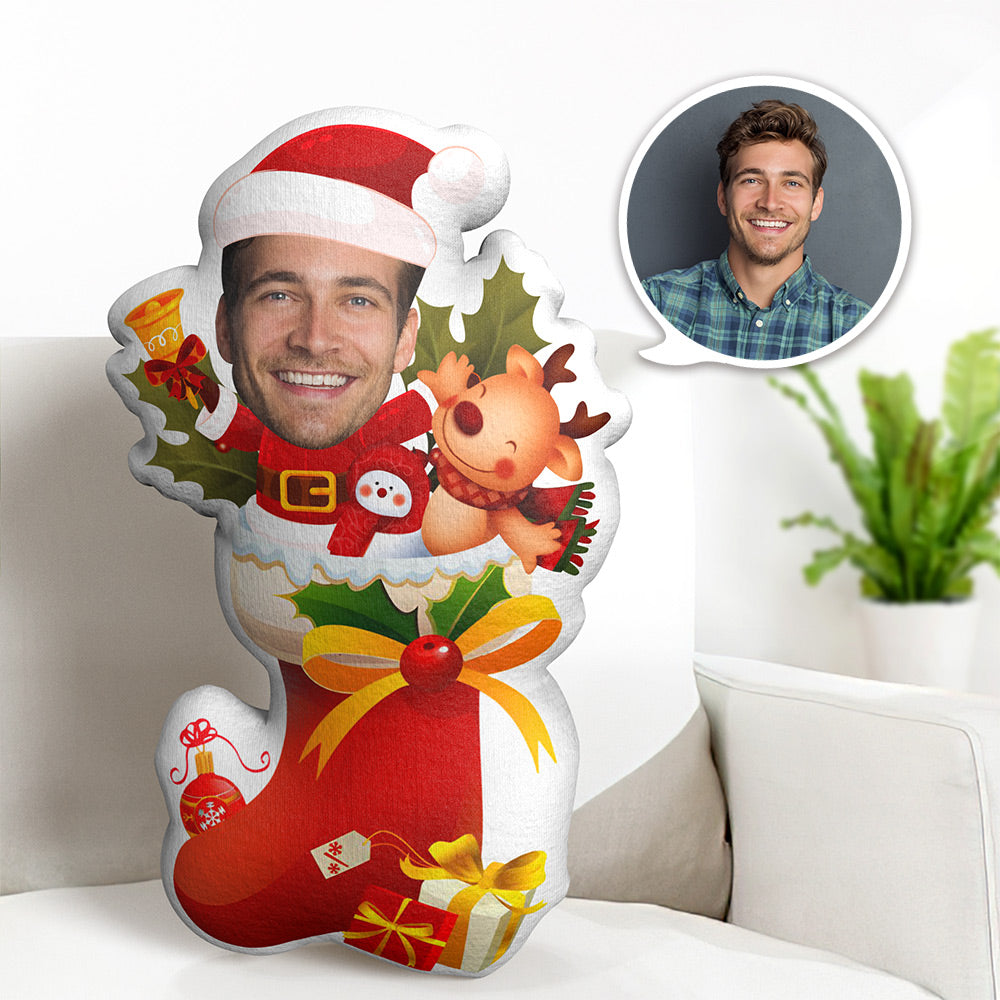 Christmas Gifts Custom Face Christmas Elk And Stocking Minime Pillow Personalized  Photo Minime Doll - MyFaceBoxer