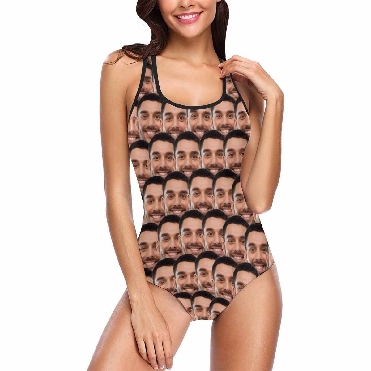 Custom Face Swimwear Women's Photo Slip One Piece Swimsuit - Mash - MyFaceBoxer