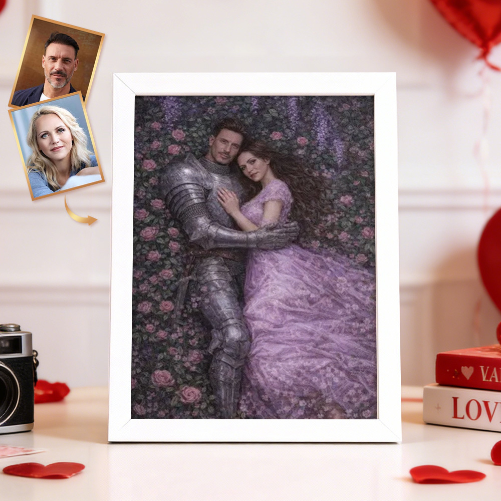 Custom Romantic Couple Portrait Frame from Photo Personalized Royal Couple Gift for Valentine's Day